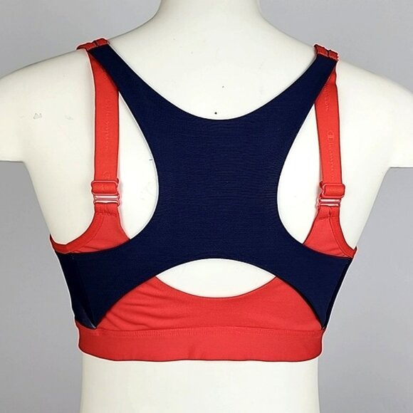 Champion Women's High Motion Control Impact Front Zip Red Blue Sports Bra Size M - Picture 3 of 15